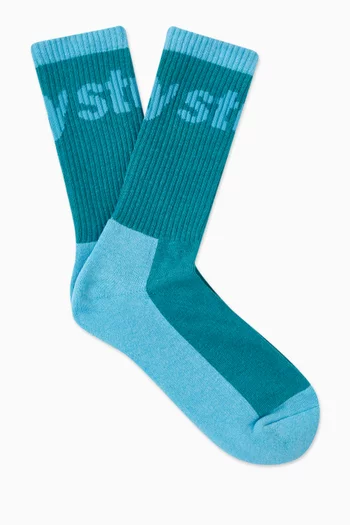 Logo Jacquard Trail Crew Socks in Cotton-blend