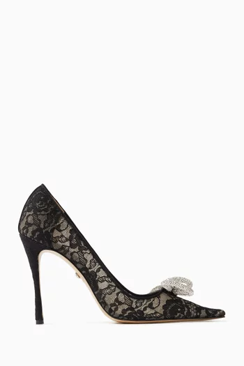 Double Bow Embellished 110 Pumps in Lace