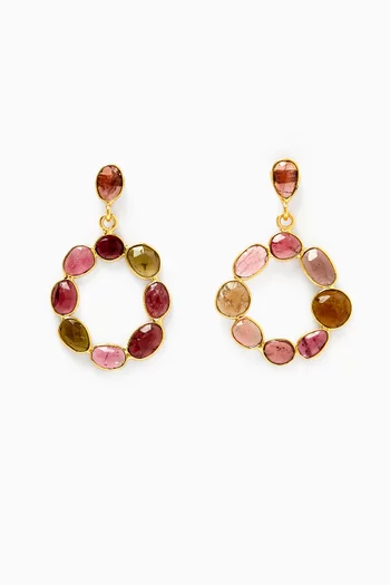 Mixed Tourmaline Earrings in 18kt Gold-plated Bronze