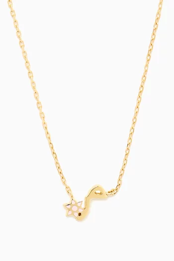'M' Letter Flower Charm Necklace in 18kt Yellow Gold