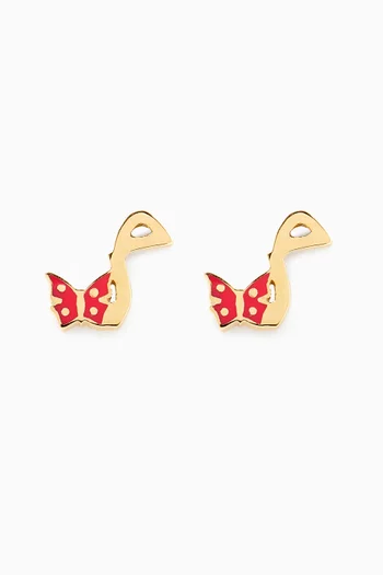 'M' Letter Butterfly Charm Stud Earrings in 18kt Yellow Gold