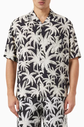 Palms Print Bowling Shirt in Viscose