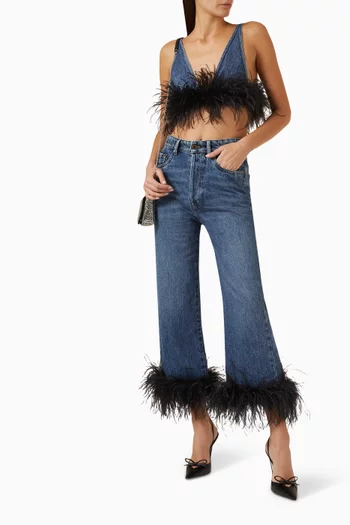 Fur-trimmed Top in Denim