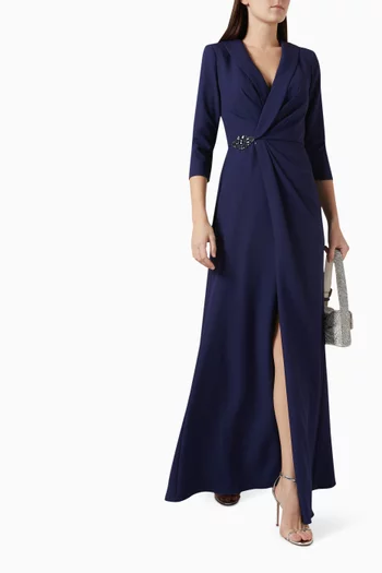 Bead-embellished Maxi Dress in Stretch Crepe