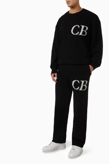 بنطال منسوج بشعار الماركة صوف مارينو