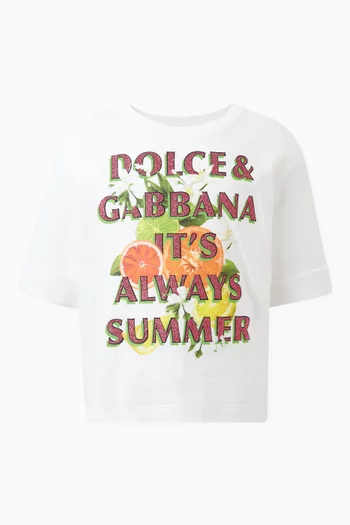 Glitter Slogan-print T-shirt in Cotton