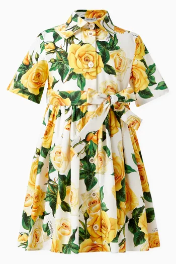 فستان بنمط قميص بنقشة زهور قطن