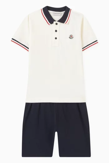 Polo Shirt and Shorts Set in Cotton/
