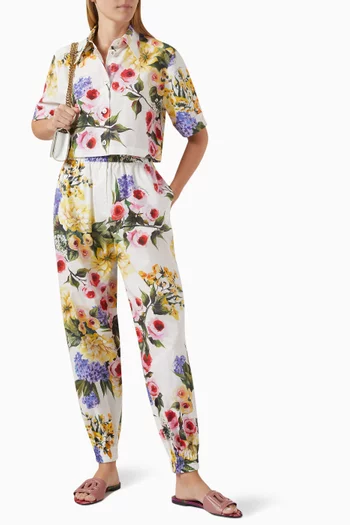 Garden-print Balloon Pants in Cotton-poplin