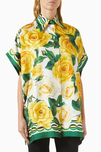 Floral-print Shirt in Silk-twill