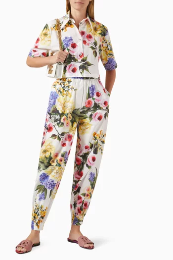 Garden-print Cropped Shirt in Cotton