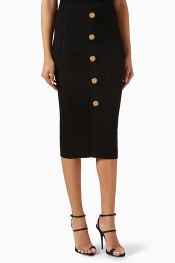 5-Button High-rise Midi Skirt in Viscose-blend