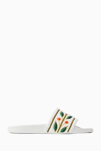 Laurel Embroidered Slides in Terry