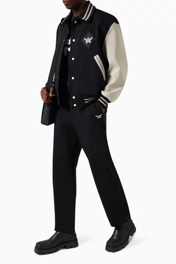 Essential Logo Patch Varsity Jacket in Stretch Recycled Cotton Blend