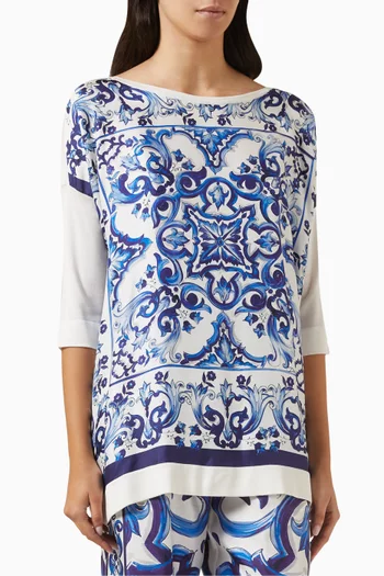 Majolica Print Sweater in Silk