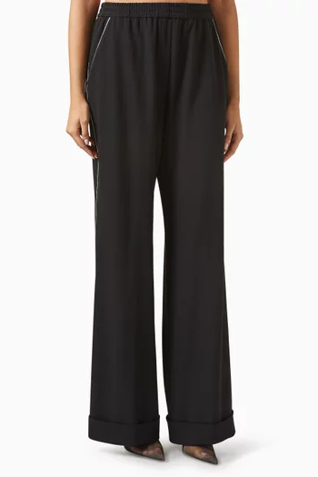 x Kim Contrast Piping Pyjama Pants in Stretch-wool