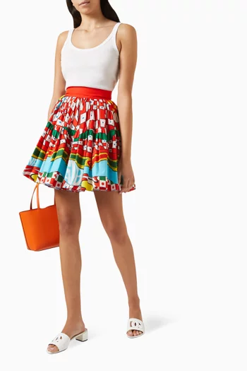 Carretto Print Mini Skirt in Poplin