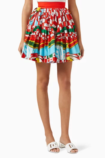Carretto Print Mini Skirt in Poplin