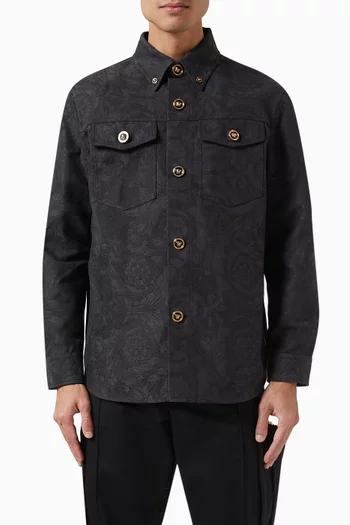 Allover Print Overshirt in Cotton Blend