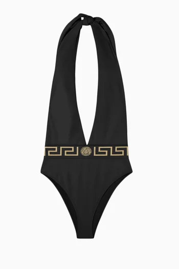 لباس سباحة قطعة واحدة بزخارف يونانية نايلون مطاطي