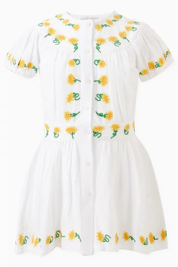 Sunflower Embroidered Dress in Cotton