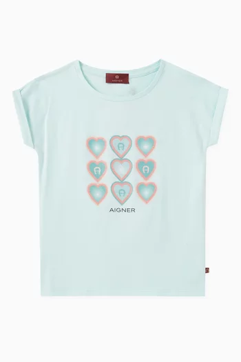 Heart Print T-Shirt in Cotton
