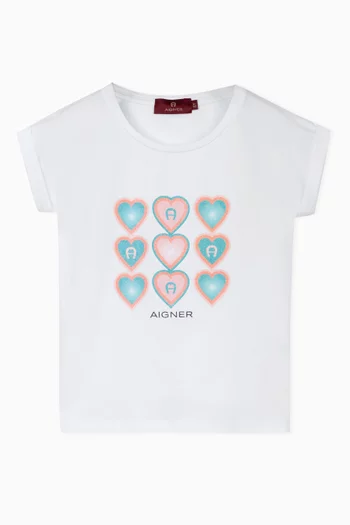 Heart Print T-Shirt in Cotton