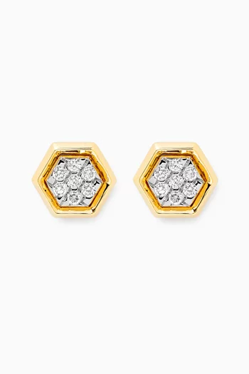 Illusion Pentagonal Diamond Studs in 18kt Gold