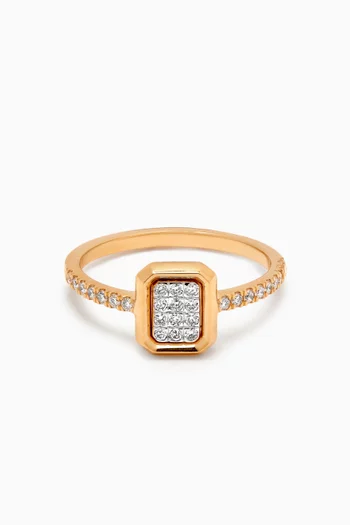 Illusion Rectangular Diamond Ring in 18kt Gold