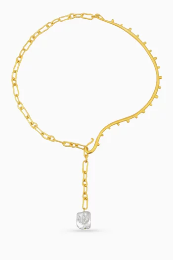 Thalia Lariat Necklace in 18kt Gold-plated Brass