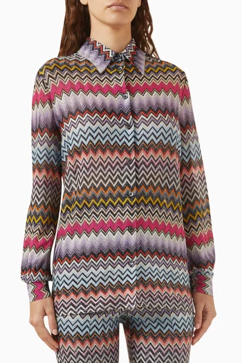 Chevron-patterned Shirt in Viscose-knit