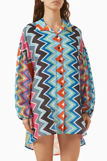 Oversized Zigzag Shirt in Cotton-silk