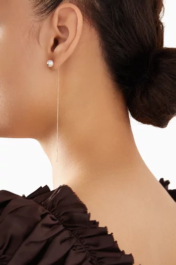 أقراط كيكو بتصميم سلسلة متدلية مرصعة بلؤلؤ ذهب عيار 18