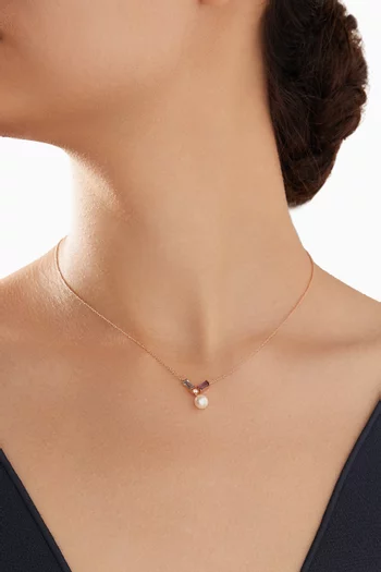 Kiku Sparkle Mixed Gemstone Necklace in 18kt Gold