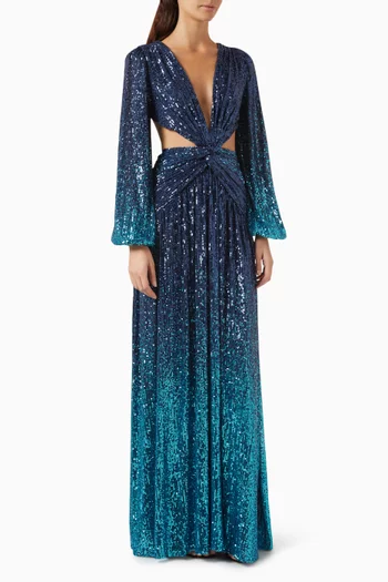Ombre Cut-out Maxi Dress in Sequin