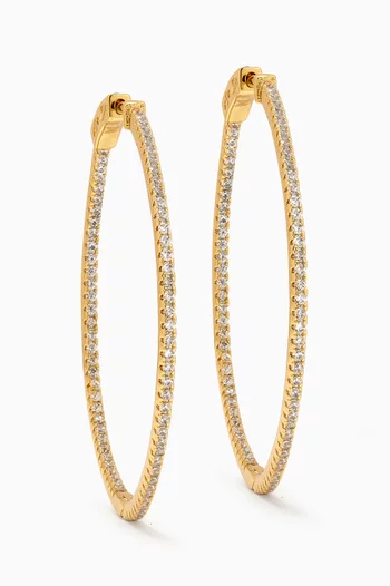 Thin Pavé Hoop Earrings in 14kt Gold-plated Brass