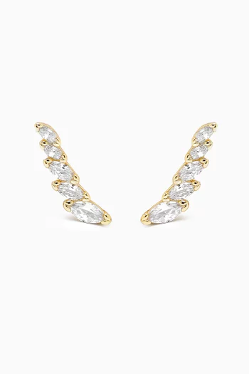 CZ Multi Marquise Ear Climbers in 14kt Gold-plated Silver