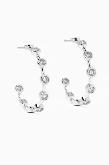 Bezel Diamond Hoop Earrings in 14kt White Gold