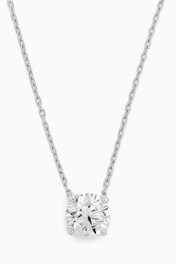 Round Diamond Pendant Necklace in 18kt White Gold