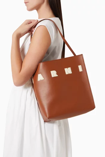 Small Museo Logo Tote Bag in Calf Leather