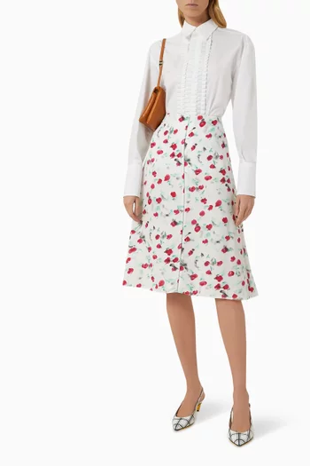 Ruffle-trimmed Shirt in Cotton Poplin