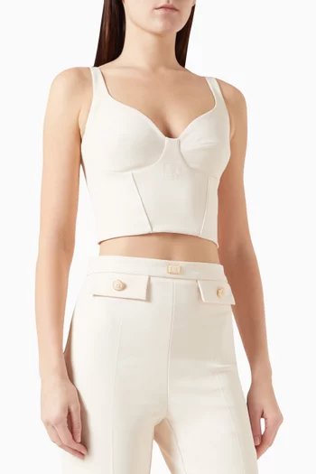 Logo Embroidered Bustier Top in Crêpe