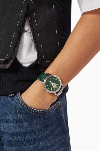 Classics Heart Beat Moonphase Date Leather Watch, 40mm