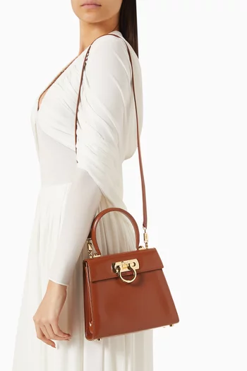 Small Iconic Top Handle Bag in Leather