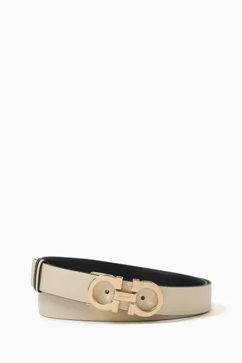 Gancini Reversible Belt in Hammered Leather