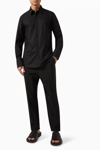 Allover Logo Jacquard Shirt in Cotton Poplin