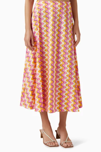 Galosce Printed Midi Skirt in Cotton