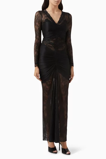 Ruched Maxi Dress in Lace