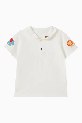 Animal Patch Polo Shirt in Cotton