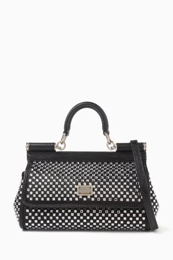 Small Sicily Crystal-embellished Top-handle Bag in Satin